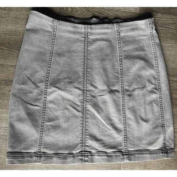 Free People Modern Femme Grey Denim Mini Skirt, EUC, Size12 MSRP $89 - Picture 6 of 16